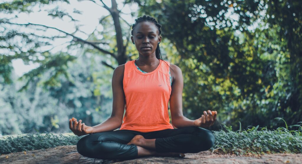 a woman meditating